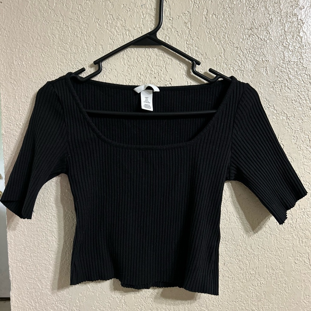 H&M Square neck ribbed knit crop tee